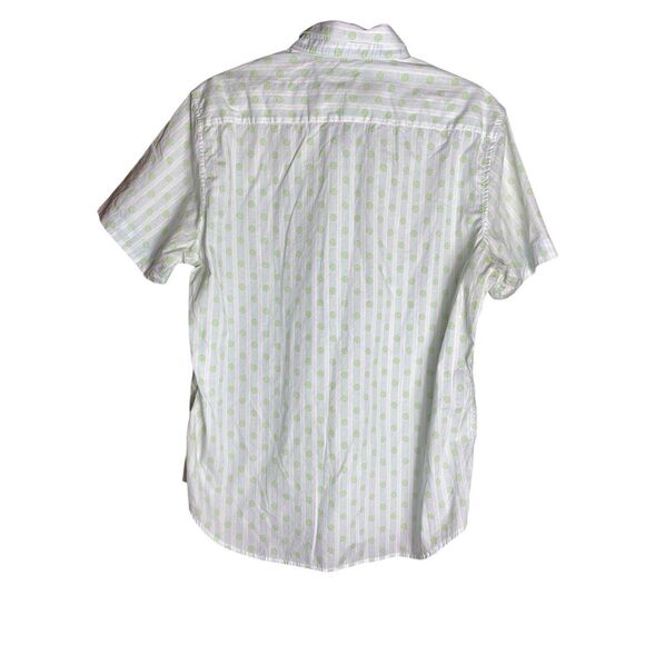 Robert Graham Men’s Green Dot Stripe Short Sleeve Button Up Shirt Size L - Picture 3 of 5